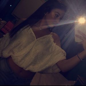 White Knitted Lace Cropped Shirt